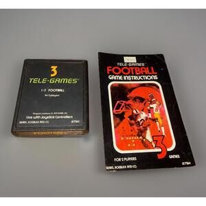 FOOTBALL (Atari 2600, 1979) Sears, Telegames, Cart & Manual, Cleaned and Tested